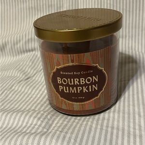 Unused scented soy candle. Bourbon pumpkin scent. 15.1 oz